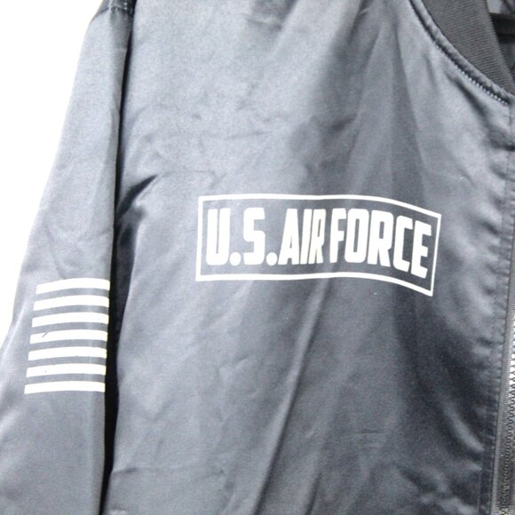 US AIR FORCE VETERAN'S BOMBER JACKET CUSTOMIZED PERSONALIZED BLACK SATIN SIZE 3X - Picture 2 of 8
